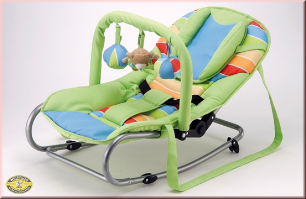 Baby-Wippe mit Spielbügel, Farbe grün gestreift